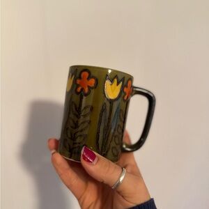 Floral Green Ceramic Mug